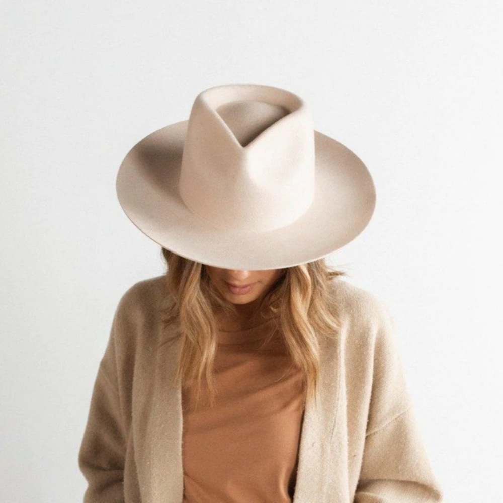 Gigi Pip Zephyr Rancher Felt Hat, S/M 57 Cream